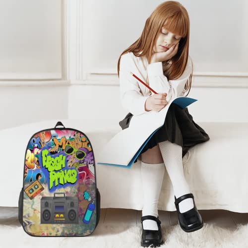 School Backpack /School Backpack Set The Fresh Prince Banner Photo Studio Graffiti Brick Wall Hip Hop Vintage Disco outdoor travel/leisure hiking backpack/suitable for boys and girls