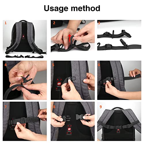 2 Pcs Adjustable Backpack Sternum Straps Chest Belt Hardness Strap with Anti-slip Fixed Clips and Quick Release Buckles for Camping Hiking Jogging(2 Pack /Black)