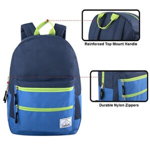 Multi-Color Back Pack with Adjustable Padded Shoulder (Navy) Medium