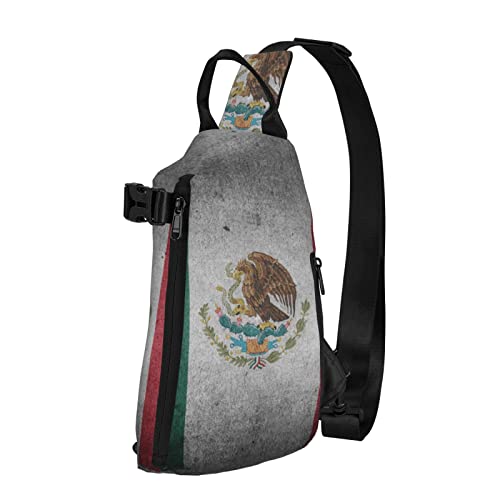 Ykklima Mexico Flag Pattern Sling Backpack Rope Crossbody Shoulder Bag for Men Women Travel Hiking Outdoor Daypack