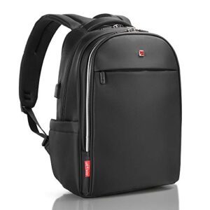 all4way premium laptop backpack for women men – usb quick charge rfid 17″- swiss design anti-theft, waterproof with rain cover for business travel college – durable & soft 1680d polyester