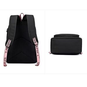 Demon Slayer Backpack Nezuko Kimetsu with USB Charging Port, Personalized Casual Travel Boys Girls Student Backpacks. (Pink)