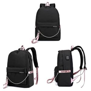 Demon Slayer Backpack Nezuko Kimetsu with USB Charging Port, Personalized Casual Travel Boys Girls Student Backpacks. (Pink)