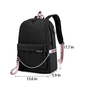 Demon Slayer Backpack Nezuko Kimetsu with USB Charging Port, Personalized Casual Travel Boys Girls Student Backpacks. (Pink)