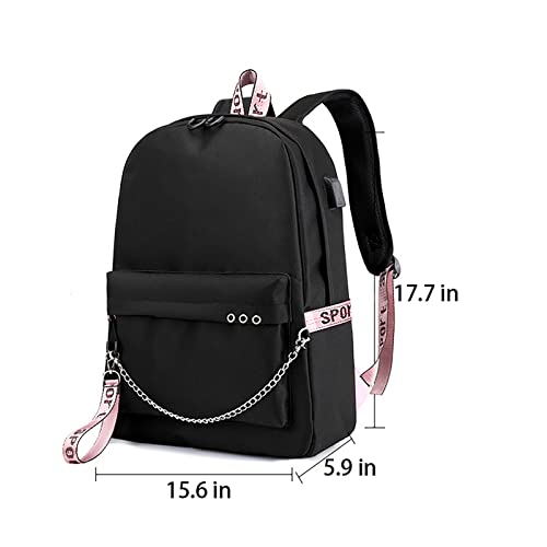 Demon Slayer Backpack Nezuko Kimetsu with USB Charging Port, Personalized Casual Travel Boys Girls Student Backpacks. (Pink)