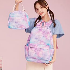 Galaxy Prints 3Pcs Girls Backpack Set Preschool School Bag for Toddlers with Lunch Box Teens Bookbag for School