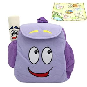 dora explorer backpack adult bag toy rescue plush bag with map school bookbag shoulder bag laptop backpack (large(13.8*13.8*3.9in))