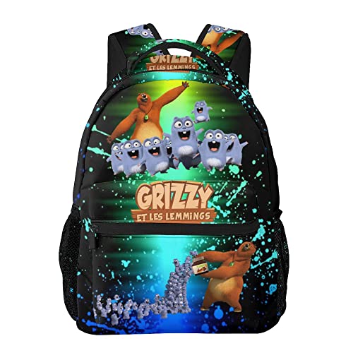 Grizzy&Lemmings Backpack Travel Bookbag Laptop Rucksack Hiking Daypack Shoulders Knapsack For Boys Girls