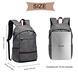 Seekvigor Laptop Backpack for Men Woman,Casual College Backpack with USB Charging Port, 20L Waterproof Travel Backpack for 14 Inch Laptop,Grey