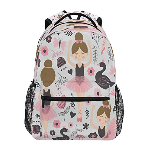 Cute Ballerina Girl Backpack for Girls School Bags Bookbags for Teen Kids Travel Laptop Daypack Bag Laptop Backpacks