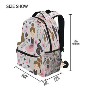 Cute Ballerina Girl Backpack for Girls School Bags Bookbags for Teen Kids Travel Laptop Daypack Bag Laptop Backpacks