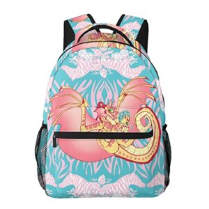 casual backpack fire dragons wings large capacity schoolbag shoulders bag daypack for adults and children