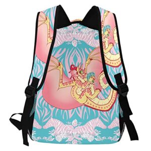 Casual Backpack Fire Dragons Wings Large Capacity Schoolbag Shoulders Bag Daypack For Adults And Children