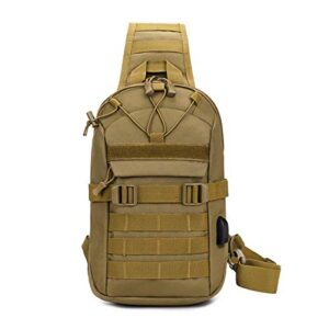 bravehawk outdoors tactical sling bag, 800d military nylon edc crossbody daypack pack (khaki)