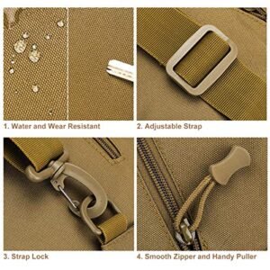 BraveHawk OUTDOORS Tactical Sling Bag, 800D Military Nylon EDC Crossbody Daypack Pack (Khaki)