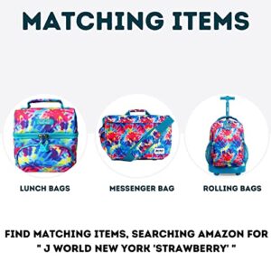 J World New York Sunny Rolling Backpack for Kids and Adults, Strawberry, 17 X 11.5X 5.5 (H X W X D)