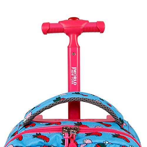 J World New York Sunny Rolling Backpack for Kids and Adults, Strawberry, 17 X 11.5X 5.5 (H X W X D)