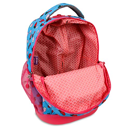 J World New York Sunny Rolling Backpack for Kids and Adults, Strawberry, 17 X 11.5X 5.5 (H X W X D)