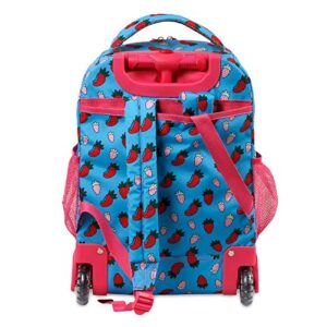 J World New York Sunny Rolling Backpack for Kids and Adults, Strawberry, 17 X 11.5X 5.5 (H X W X D)