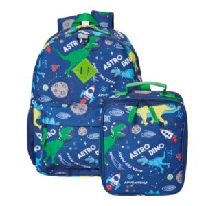 ralme 16 inch dinosaur backpack with lunch box set for boys or girls, value bundle, blue