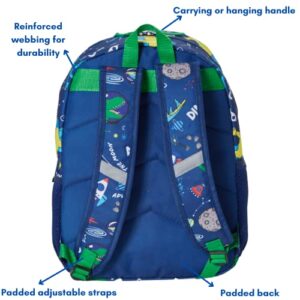 RALME 16 Inch Dinosaur Backpack with Lunch Box Set for Boys or Girls, Value Bundle, Blue