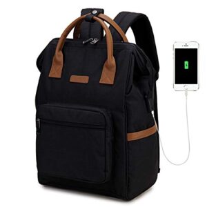 vx vonxury laptop backpack,15.6 inch bookbag with usb charging port,men women wide opening rucksack for travel work school teacher cute back pack(black)