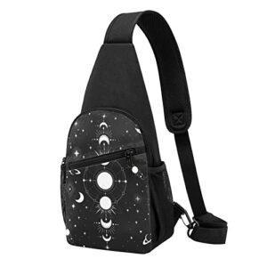 freehotu sun and moon mystical astrology sling backpack, travel chest bag hiking daypack crossbody shoulder bag