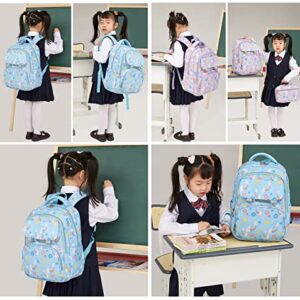 JiaYou Girls Backpack Sets Primary School Bookbag Rainbow Pattern Daypack with Lunch Bag(Black,19 Liters)