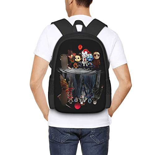 Dooflying Horror Movie Characters Backpack Student Bookbag Laptop Daypack For School Casual Travel