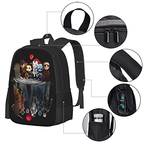 Dooflying Horror Movie Characters Backpack Student Bookbag Laptop Daypack For School Casual Travel