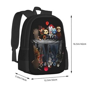 Dooflying Horror Movie Characters Backpack Student Bookbag Laptop Daypack For School Casual Travel