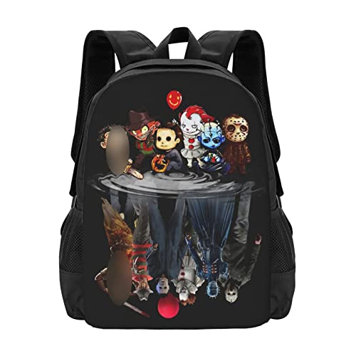 Dooflying Horror Movie Characters Backpack Student Bookbag Laptop Daypack For School Casual Travel