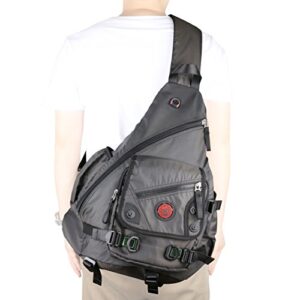 Kawei Knight Large Sling Bag Laptop Backpack Cross Body Messenger Bag Shoulder Travel Rucksack Black