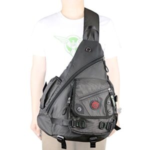 Kawei Knight Large Sling Bag Laptop Backpack Cross Body Messenger Bag Shoulder Travel Rucksack Black