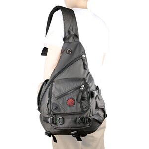 Kawei Knight Large Sling Bag Laptop Backpack Cross Body Messenger Bag Shoulder Travel Rucksack Black