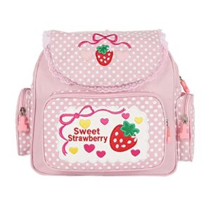 ruzida girl embroidery strawberry school backpack children’s schoolbag girls birthday gift japanese style outdoor daypack
