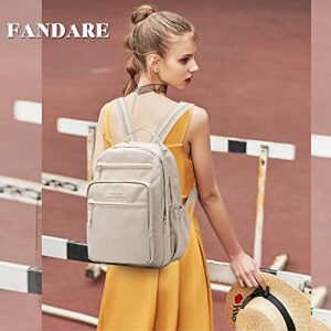 FANDARE Casual Backpack Men Women 15.6 inch Laptop Daypacks School College Bag Rucksack for School Hiking Camping Travel Outdoor Activities Waterproof Polyester Khaki