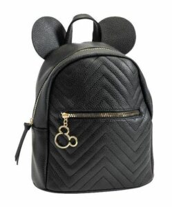ync disney mickey mouse 3d character ears faux leather mini backpack purse zippered black 11inch