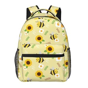 fashion cute bee sunflowers backpack lightweight laptop backpack casual daypack for teens,boys,girls