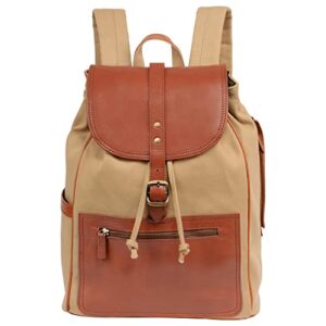 banuce canvas leather backpack for men women casual travel daypack knapsack outdoor rucksack
