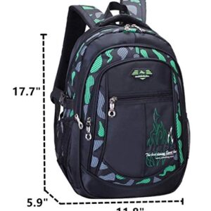 AIPEN Backpack for Boy Student Kid Waterproof Durable Elementary Middle Casual Bookbag, B-green, One_Size