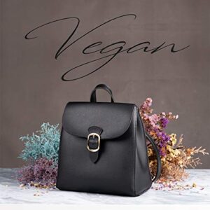 SUNLIGHT LEAVES Simple Vegan Leather Flap 3 Way Convertible Backpack For Women Classic Vintage Faux Leather Fashion Daypack (Black)