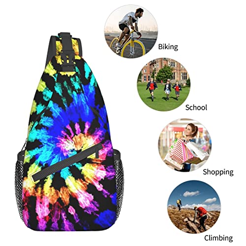 Boho Tie Dye Sling Backpack Crossbody Bags for Women Men, Stylish Boho Chest Bag Casual Small Shoulder Bags Travel Hiking Cycling Gym Sport Lightweight Daypack