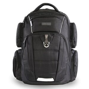 perry ellis men’s 9-pocket business professional laptop backpack-p350, black, one size