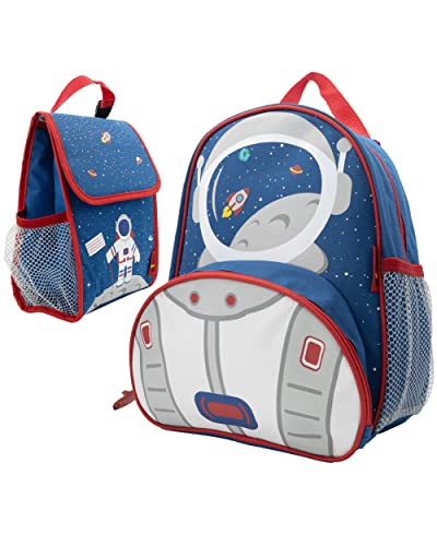 Toddler Backpack for Boys and Girls with Kids Lunch Bag - Space Astronaut Backpack and Lunch Bag Kids Backpack for School with Matching Lunch Box - Camp Travel Preschool Backpack - Awesome Astronaut