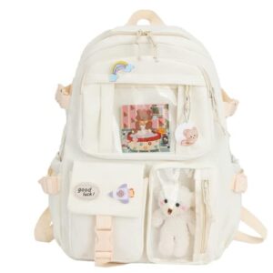 HUIHSVHA Kawaii Backpack, Aesthetic School Laptop Bag With Pin Accessories, Travel Daypack Bookbag for Teens Girls Students