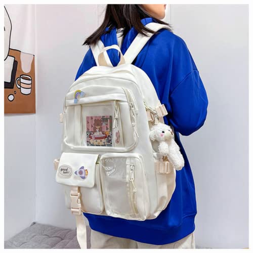 HUIHSVHA Kawaii Backpack, Aesthetic School Laptop Bag With Pin Accessories, Travel Daypack Bookbag for Teens Girls Students