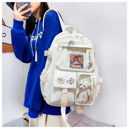 HUIHSVHA Kawaii Backpack, Aesthetic School Laptop Bag With Pin Accessories, Travel Daypack Bookbag for Teens Girls Students