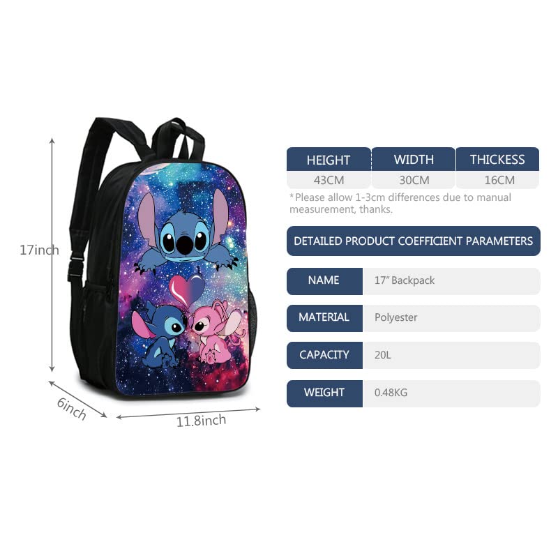 Edles Elves stitch double sided Backpack Anime for School Cosplay Cartoon Bag Trip 3D Printed Daypack