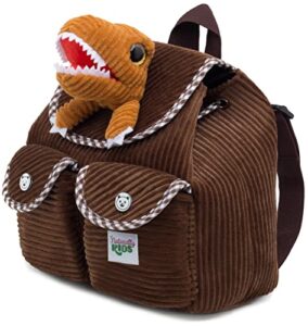 naturally kids mini dinosaur backpack – very small toddler backpack for girls boys – dinosaur toys for kids 3-5 – little brown backpack – tiny t rex